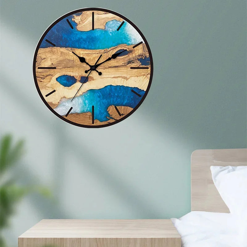 Minimalistische transparante wandklok | Stil acryl houtnerfontwerp
