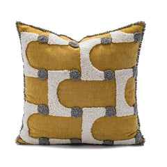 Nordic Gele Bruine Tufted Kussenhoes | Driehoekig Design | Sofa Decoratie - POUEV
