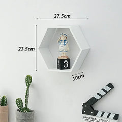 Nordic Style Wooden Hexagonal Wall Shelf - POUEV