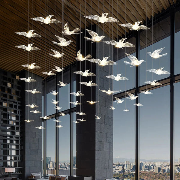 Pigeon LED Acrylic Pendant Lamp | Stair Chandelier - POUEV