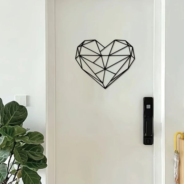 Hartvormige metalen wanddecoratie | Minimalistische lijnkunst
