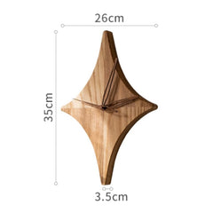 Stervormige wandklok van massief hout | Stijlvolle en natuurlijke wanddecoratie