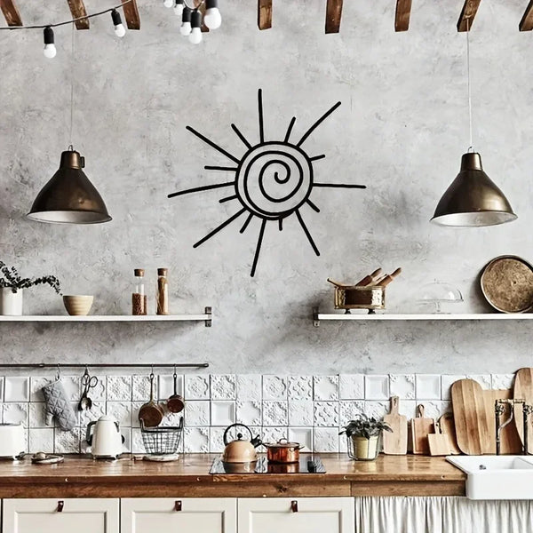 1 st. Grote chique metalen zon wandkunst | Dwarsoriëntatie | Stranddecoratie