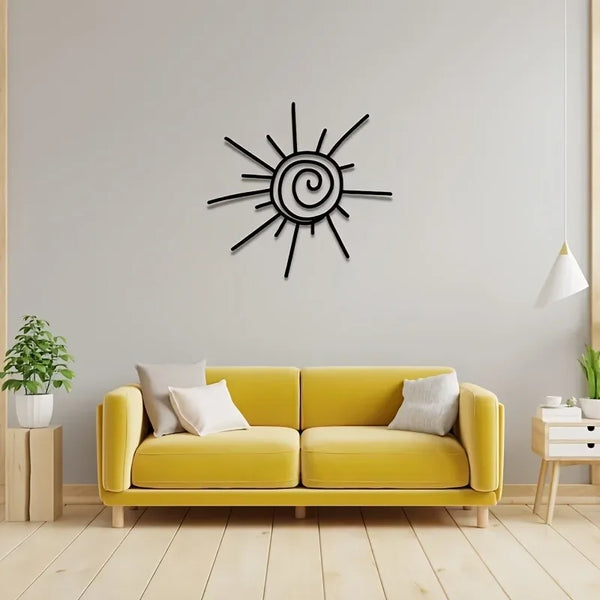 1 st. Grote chique metalen zon wandkunst | Dwarsoriëntatie | Stranddecoratie