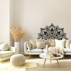 1pc Zwarte Grote Metalen Mandala Wanddecoratie | Unieke Lotusbloem Wandkunst