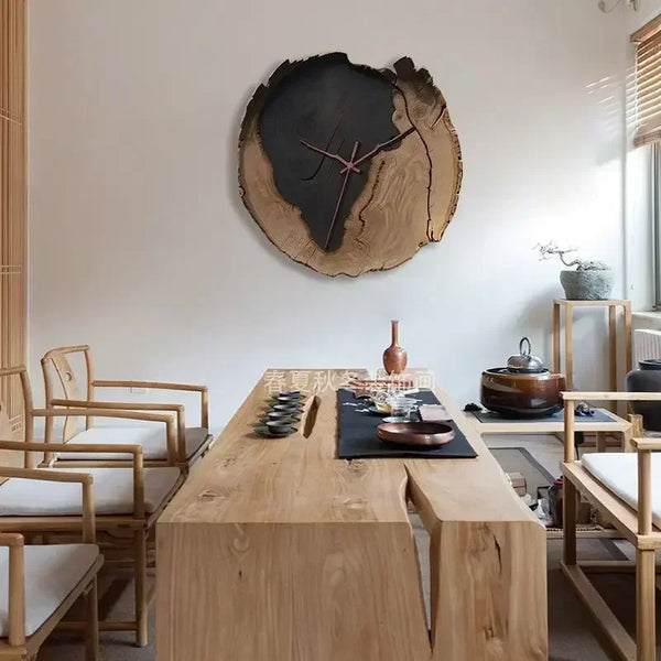 Minimalistische onregelmatige houten wandklok | Abstract kunstontwerp voor moderne inrichting