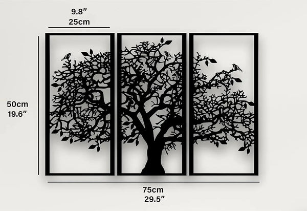 3 stuks stamboom metalen wanddecoratie | Boom des Levens ijzeren kunst | Moderne 3D wandkunst