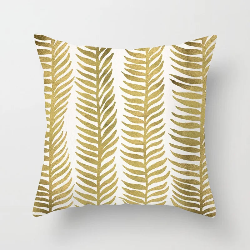 Gouden Bladeren Kussenhoes | Luxe Decoratieve Hoes - POUEV