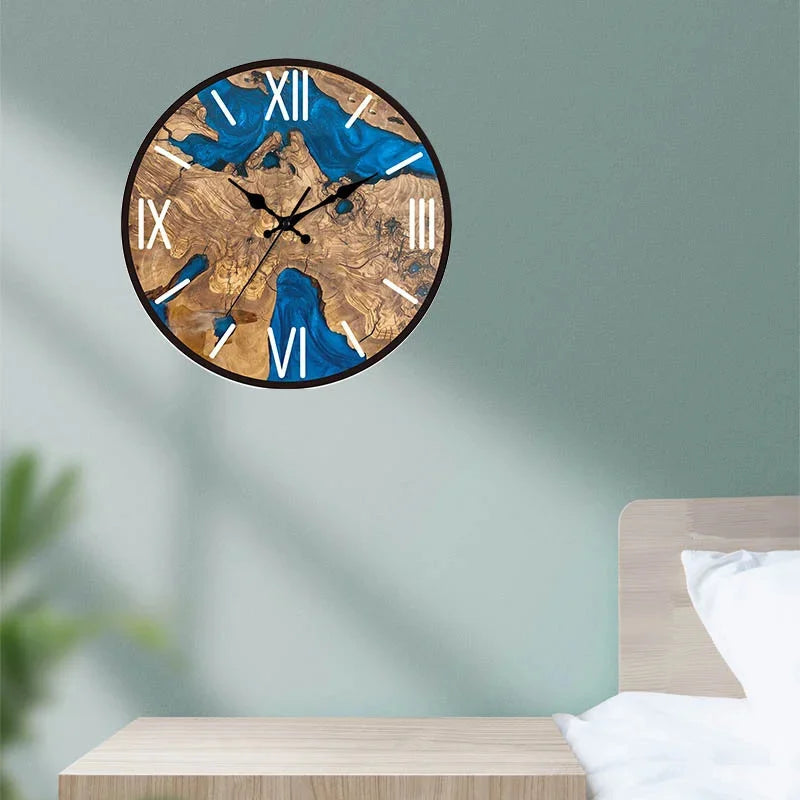 Minimalistische transparante wandklok | Stil acryl houtnerfontwerp