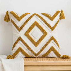 Nordic Gele Bruine Tufted Kussenhoes | Driehoekig Design | Sofa Decoratie - POUEV
