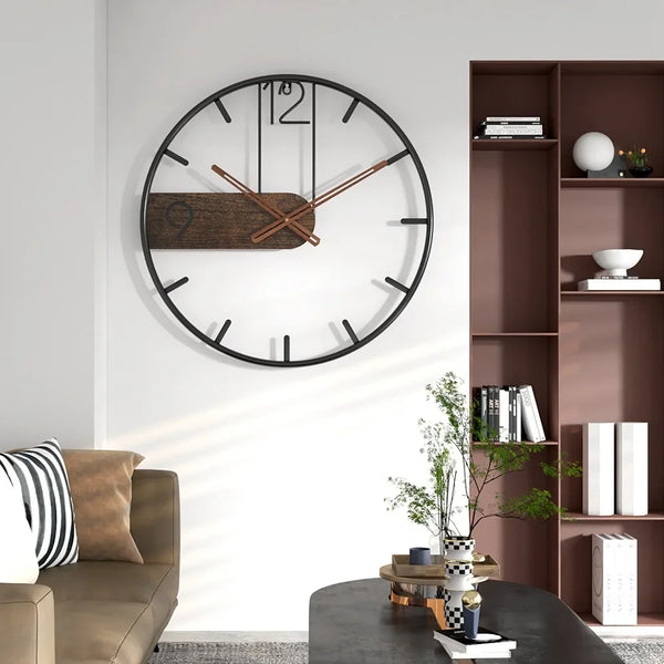 3D Nordic Wandklok | Grote Metalen IJzeren Klok | Moderne Woondecoratie