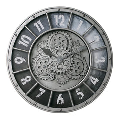 46 cm industriële steampunk wandklok | Bewegende tandwielen en Romeinse cijfers