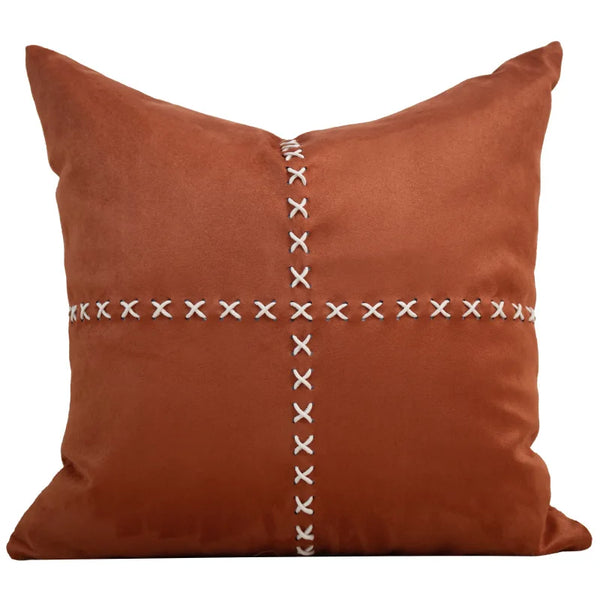 Woven Kussenhoes | Licht Luxe Design | PU Leer & Textiel Patchwork - POUEV