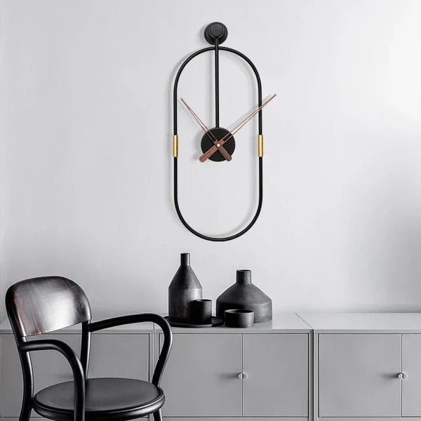 Moderne minimalistische metalen wandklok | IJzeren kunstontwerp | 38x14 cm