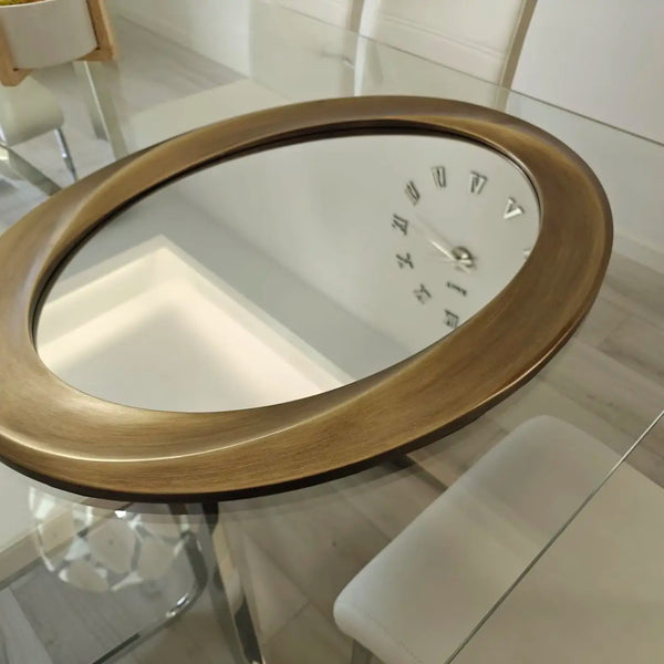 Oval Wall Mirror with Beveled Edge | Elegant Baroque Gold Framed Accent Mirror for Bathroom & Vanity Decor - POUEV