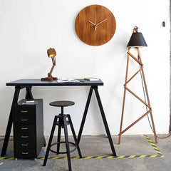 Moderne ronde houten wandklok | Stille, niet-tikkende kwartsklok voor thuis en kantoor