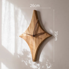 Stervormige wandklok van massief hout | Stijlvolle en natuurlijke wanddecoratie