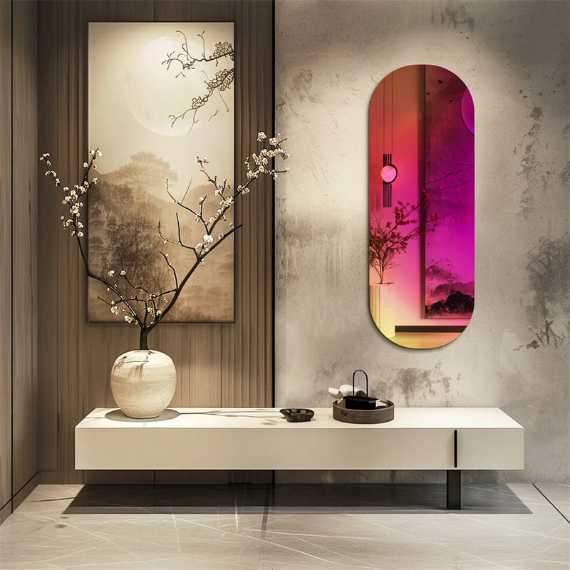 Aesthetic Rainbow Full-Length Glass Wall Mirror | Iridescent Accent Mirror for Bedroom & Living Room - POUEV