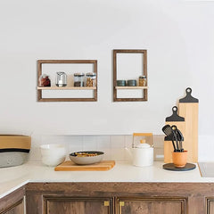 Wood Floating Wall Shelves | Rustic Hanging Shelves for Storage in Bedroom, Bathroom, Living Room & Kitchen - POUEV
