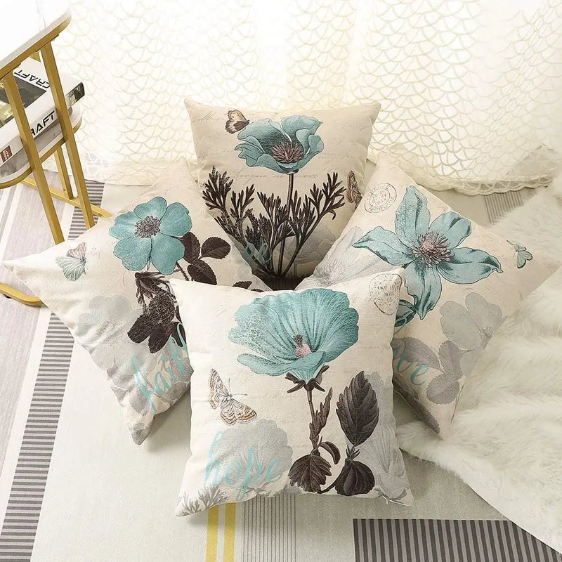 Linnen Kussenhoes Set | Bloemenmotief voor Decoratie - POUEV