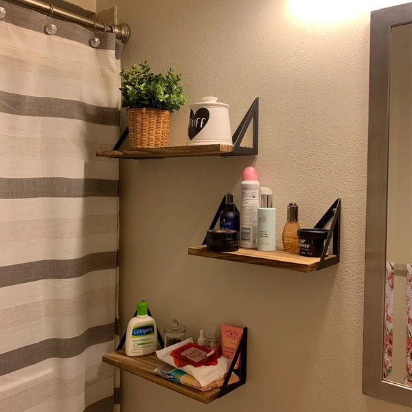3-Tier Wall Floating Shelf Set | Modern Book Display & Storage Rack for Home Decor - POUEV
