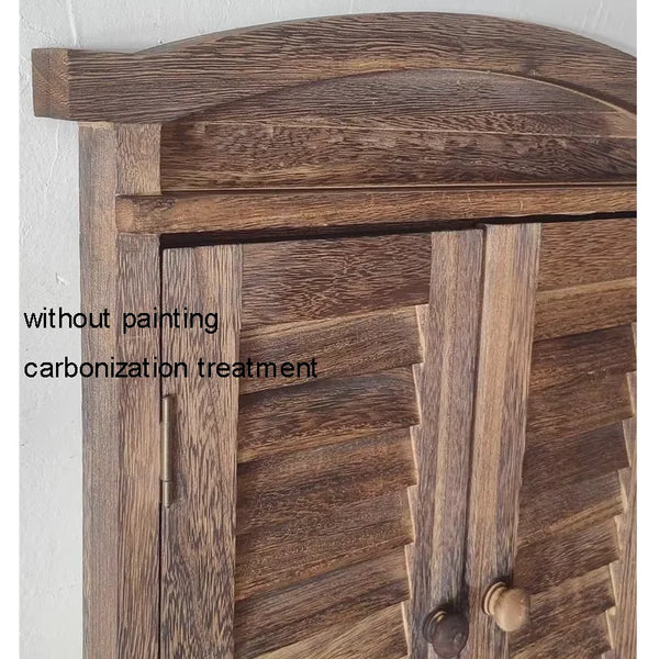 Vintage Wooden Farmhouse Window Decor | Handmade Wall Decoration with Shutters - POUEV