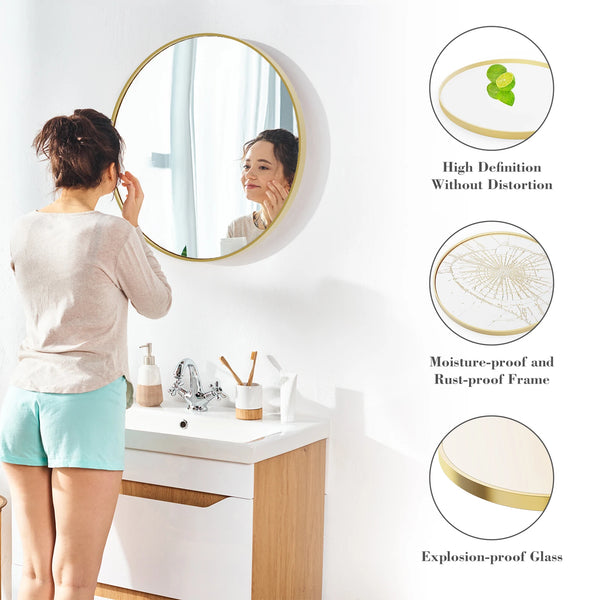 Large Gold Round Wall Mirror | 30