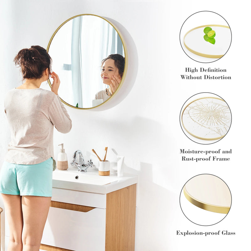 Large Gold Round Wall Mirror | 30