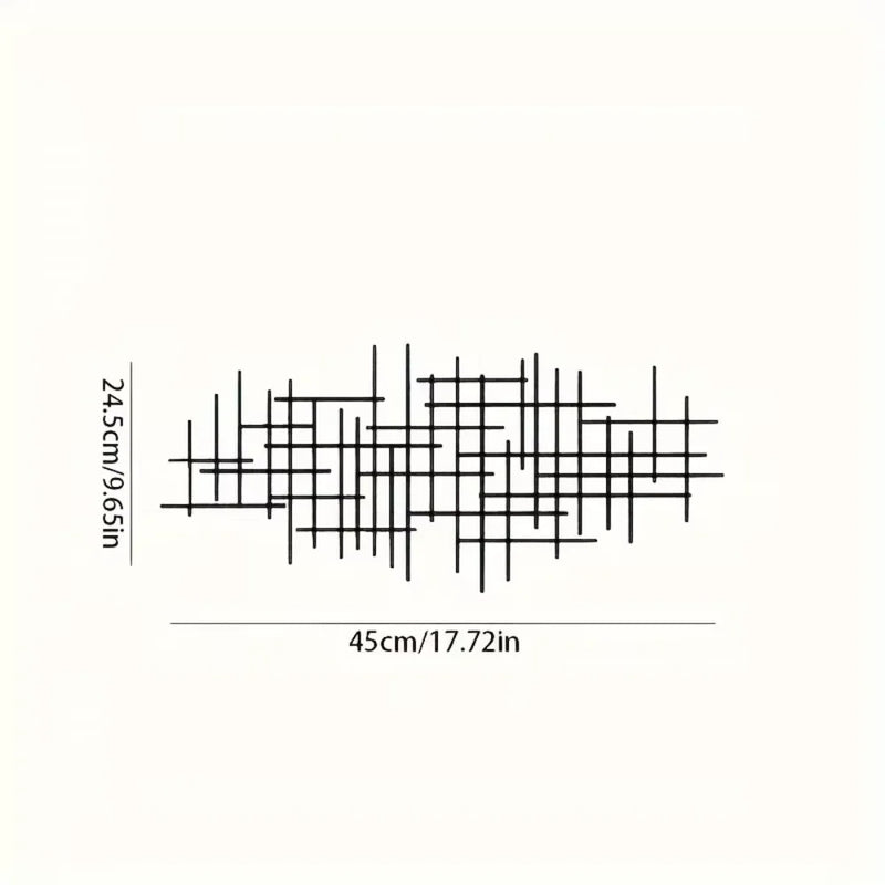 Abstract raster metalen wandkunst sculptuur | Geometrische patroon wanddecoratie