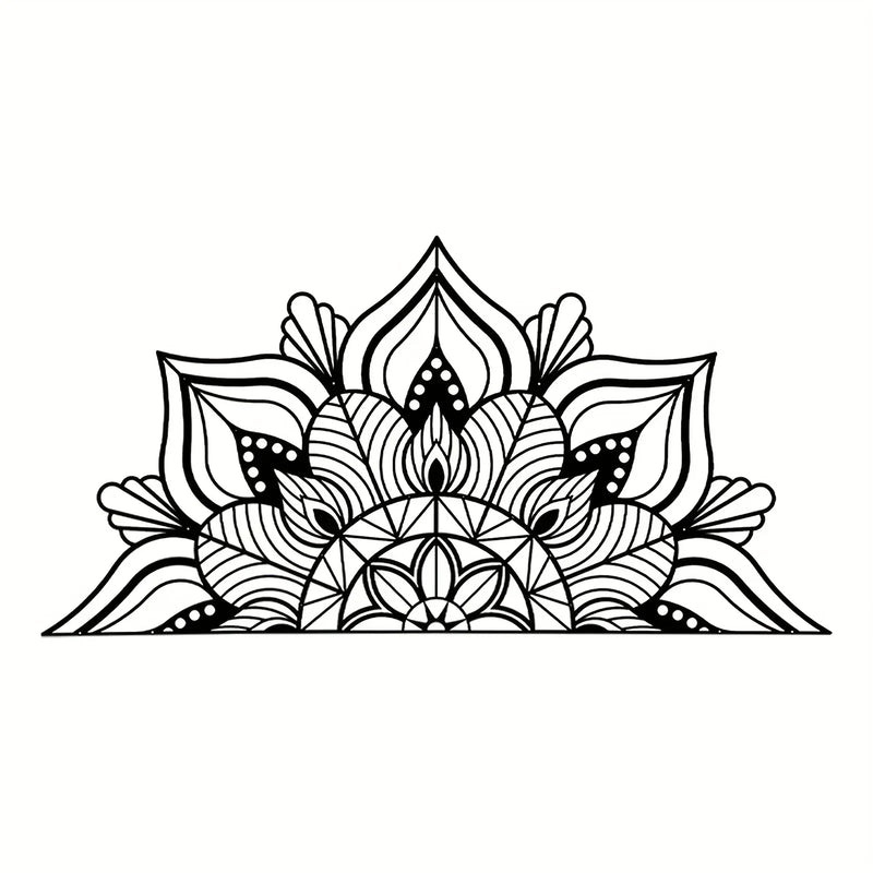 1pc Zwarte Grote Metalen Mandala Wanddecoratie | Unieke Lotusbloem Wandkunst