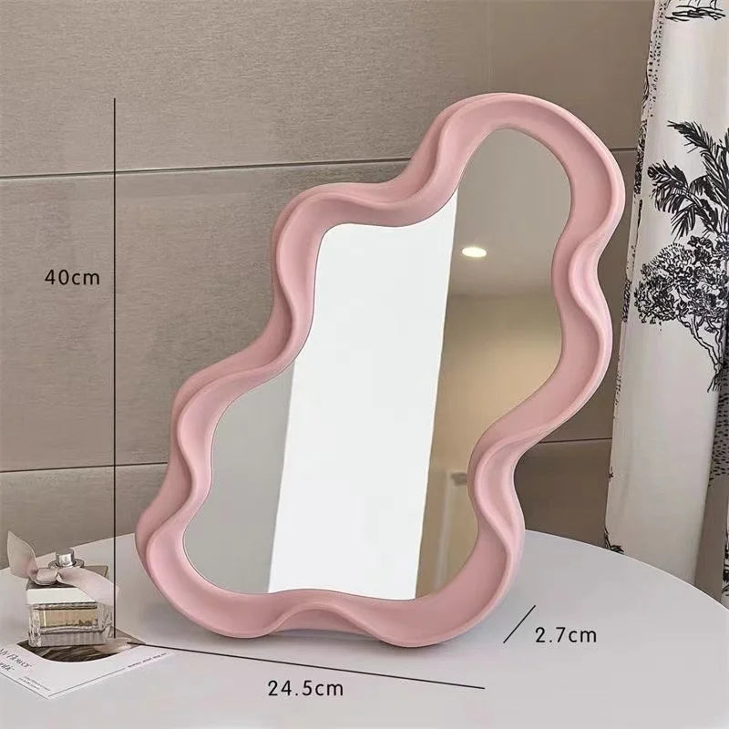 Ins Cloud Shaped Mirror | Cute Wall Mirror for Bedroom, Bathroom & Living Room | Kawaii Makeup Mirror & House Decoration - POUEV