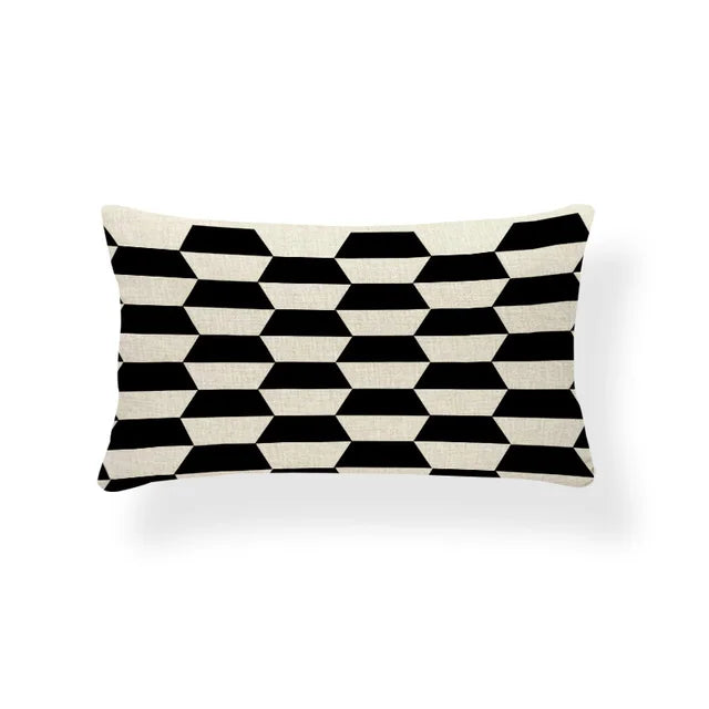 Rechthoekige Kussenhoes | Geometrisch Zigzag Design | Scandinavische Stijl - POUEV