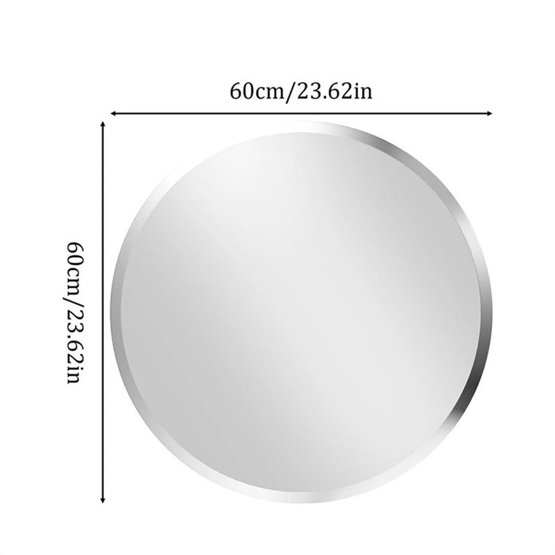 Frameless Round Wall Mirror | Elegant Beveled Edge Vanity Mirror for Bathroom, Bedroom & Entryway - POUEV