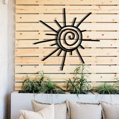 1 st. Grote chique metalen zon wandkunst | Dwarsoriëntatie | Stranddecoratie