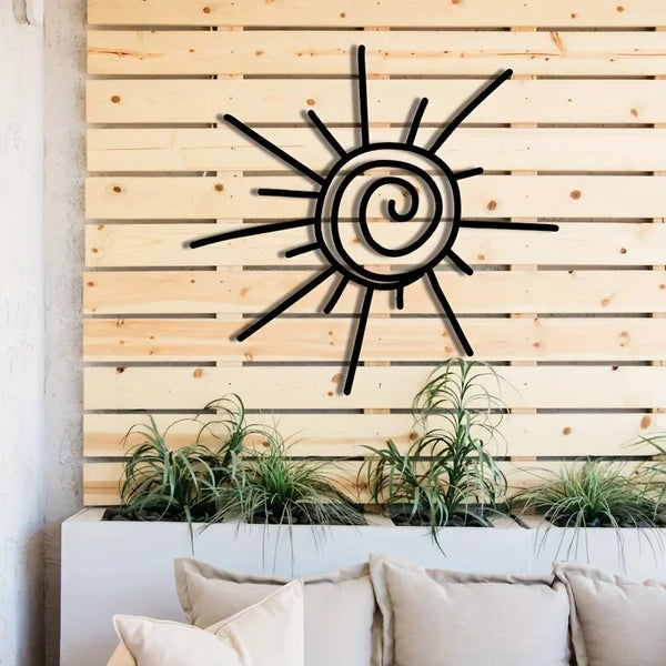 1 st. Grote chique metalen zon wandkunst | Dwarsoriëntatie | Stranddecoratie
