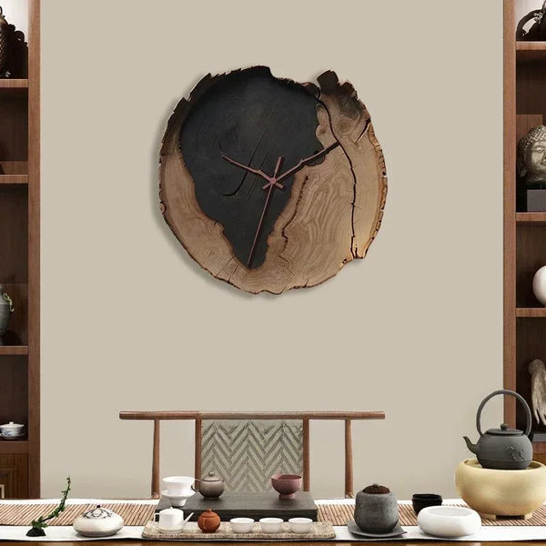 Minimalistische onregelmatige houten wandklok | Abstract kunstontwerp voor moderne inrichting