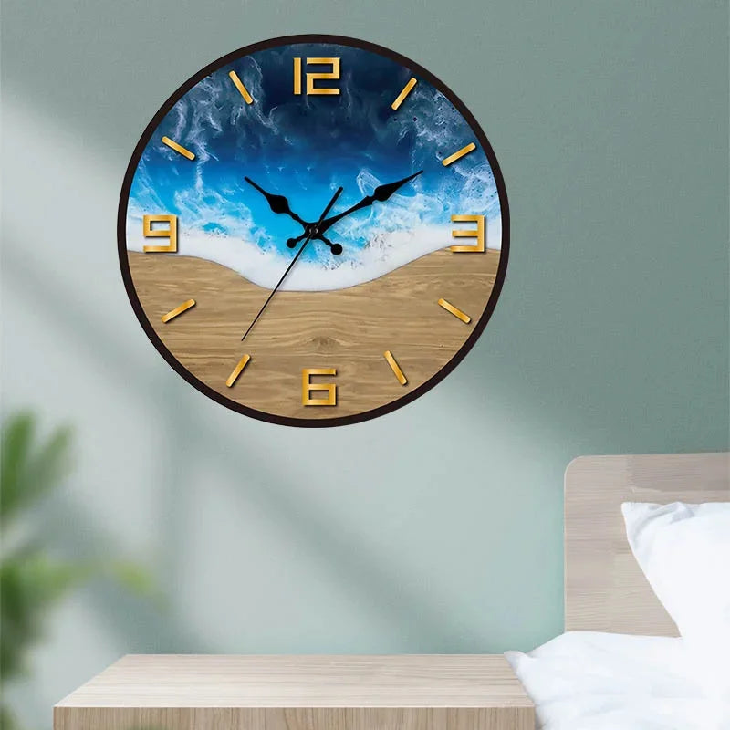 Minimalistische transparante wandklok | Stil acryl houtnerfontwerp
