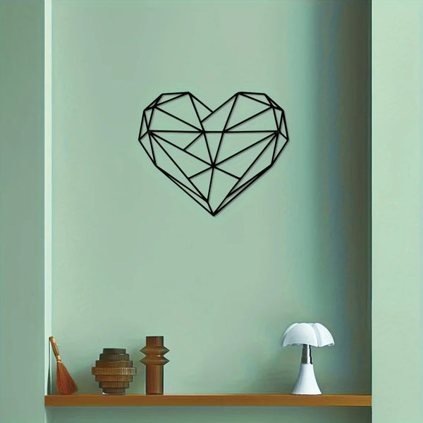 Hartvormige metalen wanddecoratie | Minimalistische lijnkunst