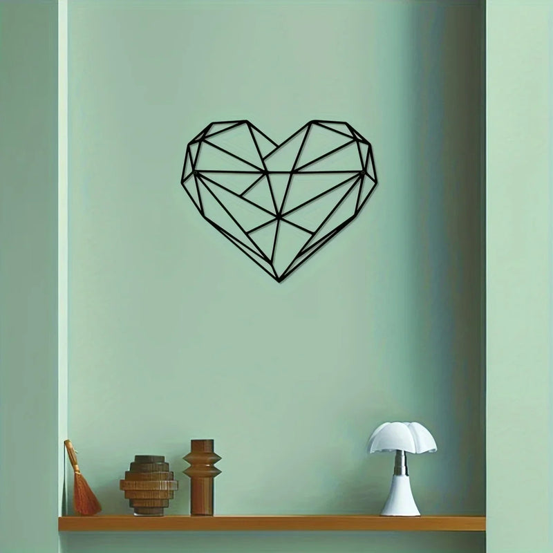 Hartvormige metalen wanddecoratie | Minimalistische lijnkunst