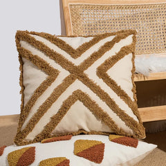 Nordic Gele Bruine Tufted Kussenhoes | Driehoekig Design | Sofa Decoratie - POUEV