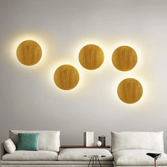 Houten LED-wandlamp | Modern cirkelvormig ontwerp