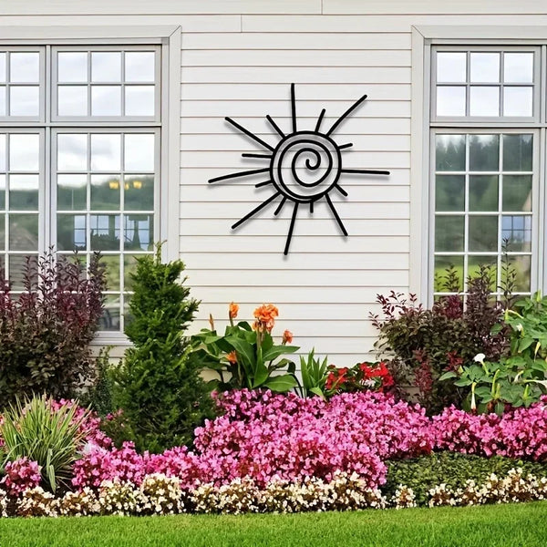 1 st. Grote chique metalen zon wandkunst | Dwarsoriëntatie | Stranddecoratie