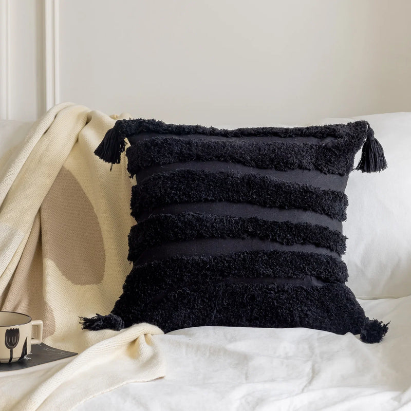 Bohemian Geometrische Kussenhoes | Beige Zwart | Decoratieve Kussenhoes Sofa - POUEV