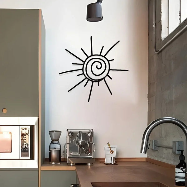 1 st. Grote chique metalen zon wandkunst | Dwarsoriëntatie | Stranddecoratie