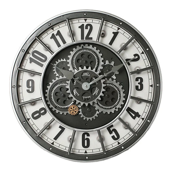 46 cm industriële steampunk wandklok | Bewegende tandwielen en Romeinse cijfers
