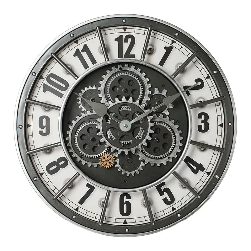 46 cm industriële steampunk wandklok | Bewegende tandwielen en Romeinse cijfers
