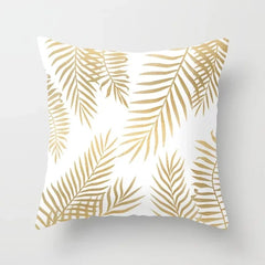 Gouden Bladeren Kussenhoes | Luxe Decoratieve Hoes - POUEV