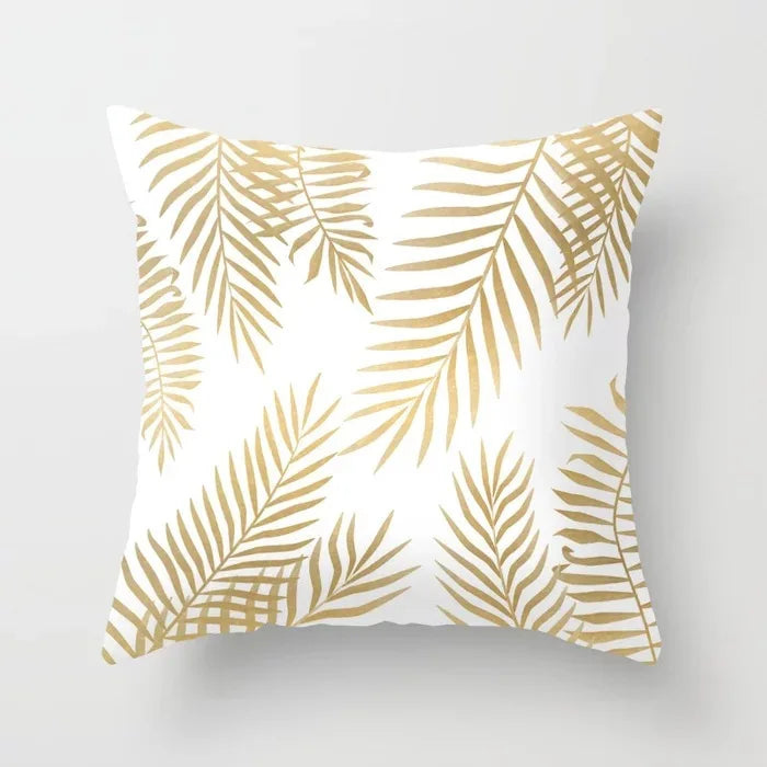 Gouden Bladeren Kussenhoes | Luxe Decoratieve Hoes - POUEV