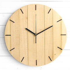 Moderne ronde houten wandklok | Stille, niet-tikkende kwartsklok voor thuis en kantoor